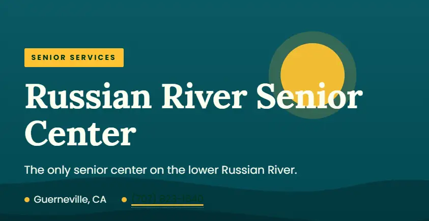 Teal graphic with Russian River Senior Center in white text